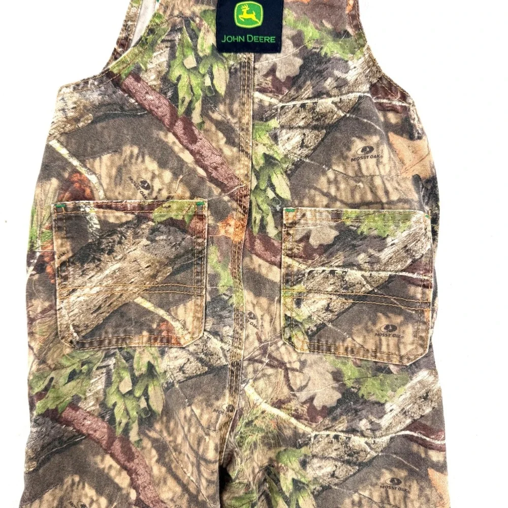 John Deere Kids Mossy Oak‎ Camouflage Bib Overalls Brown Green Camo Straights ^